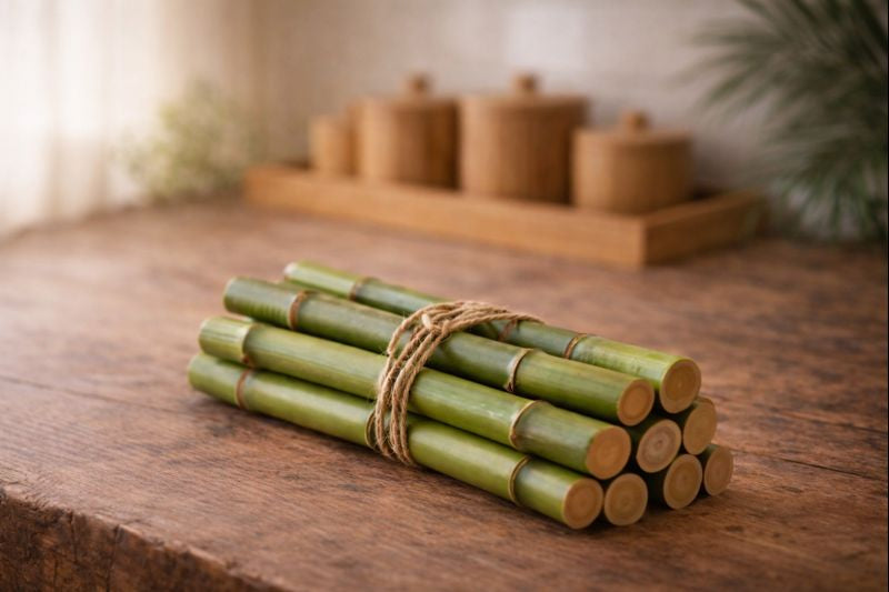 Detalle de bambú premium en cocina